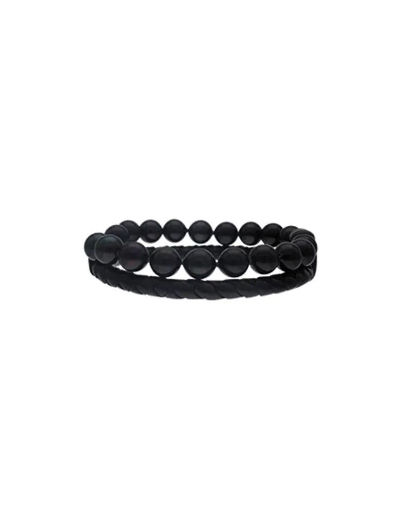Chain Bracelets|Majorica Sailor Bracelet In Steel, Leather And Black Pearl 21Cm