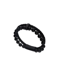 Chain Bracelets|Majorica Sailor Bracelet In Steel, Leather And Black Pearl 21Cm