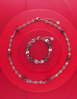 Chain Bracelets|Majorica Sailor Chain Bracelet In Steel And Black Pearls