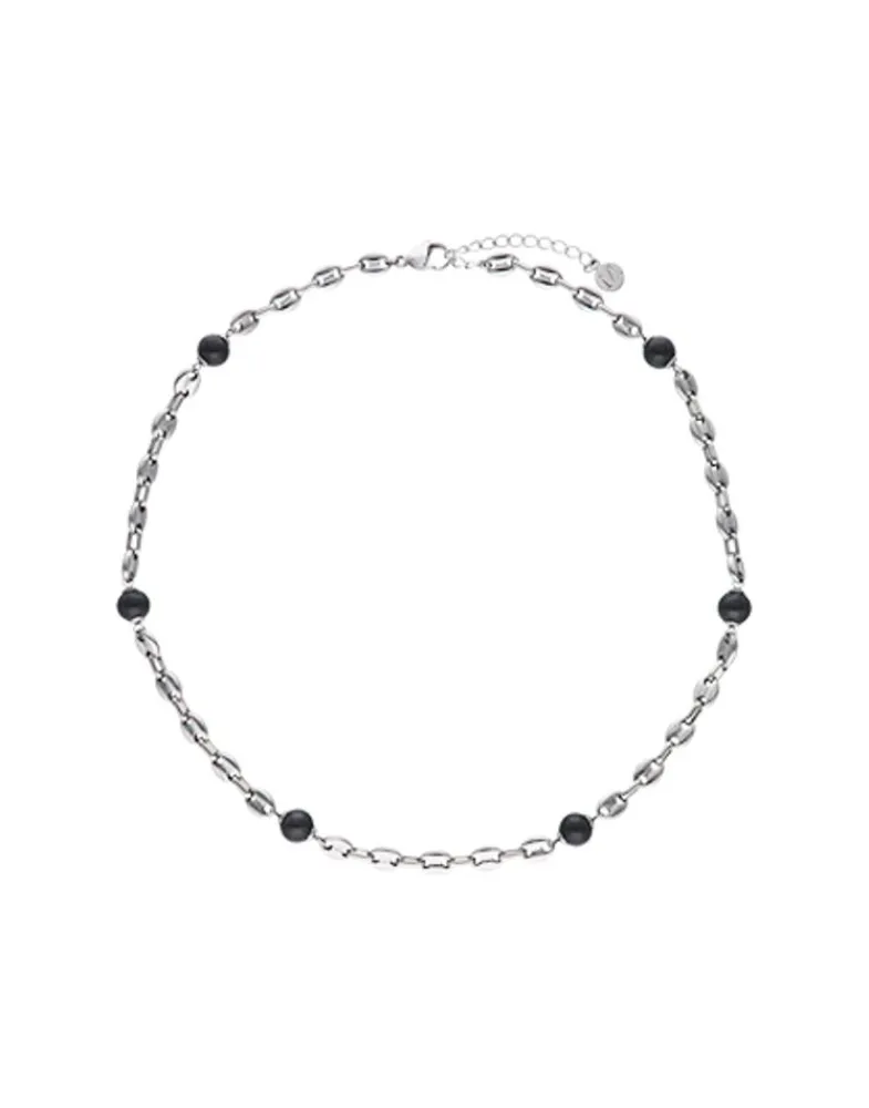 Man Necklaces|Majorica Sailor Chain Necklace In Steel And Black Pearls
