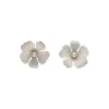 Silver Earrings|Majorica Santorini Bianco Bridal Earrings Small Nacre Flower With Pearls