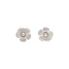 Short Earrings|Majorica Santorini Bianco Bridal Earrings Large Nacre Flower With Pearls