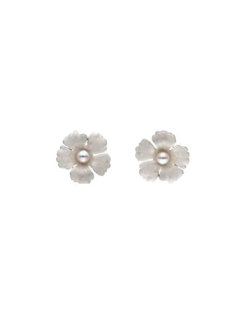 Short Earrings|Majorica Santorini Bianco Bridal Earrings Large Nacre Flower With Pearls