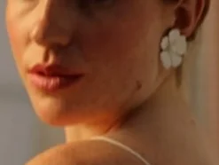 Short Earrings|Majorica Santorini Bianco Bridal Earrings Large Nacre Flower With Pearls