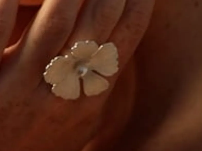 Large Pearl Rings|Majorica Santorini Bianco Bridal Ring With Large Nacre Flower And Round Pearl