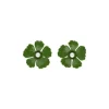 Short Earrings|Majorica Santorini Large Flower Olive Green Earrings In Silver