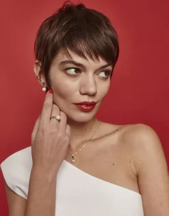 Medium-Sized Rings|Majorica Selene Silver Ring With Pearl And Emerald Green Zirconia