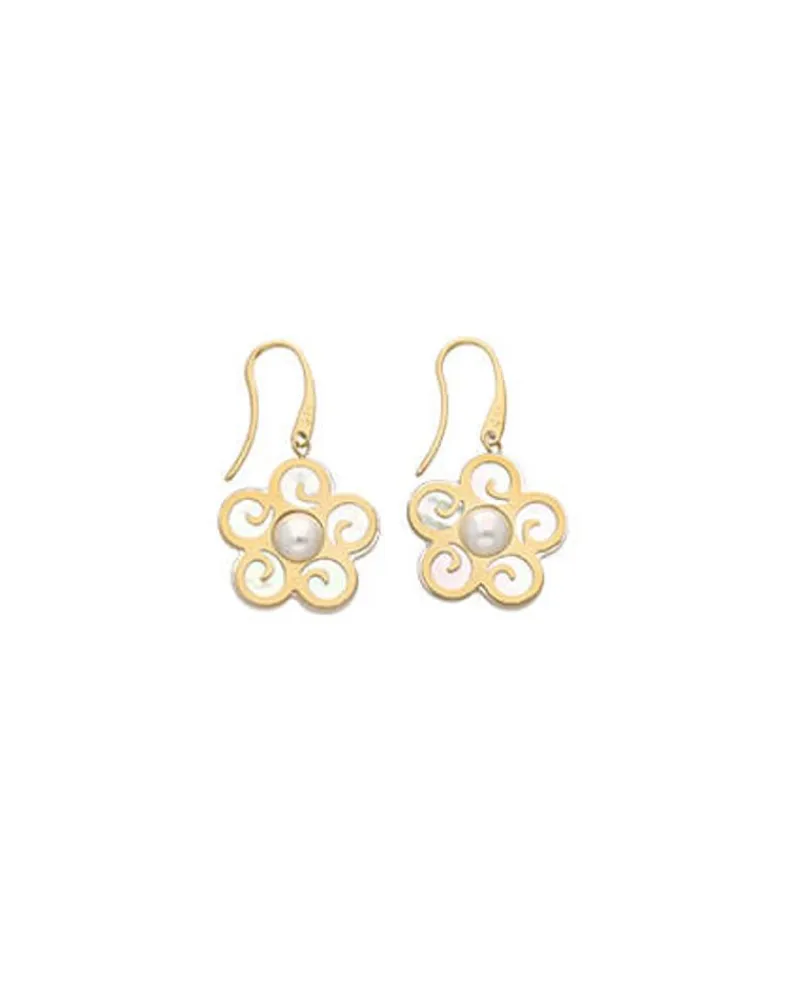 Pearl Drop Earrings|Majorica Short Roxana Earrings With A Hook And Mother-Of-Pearl