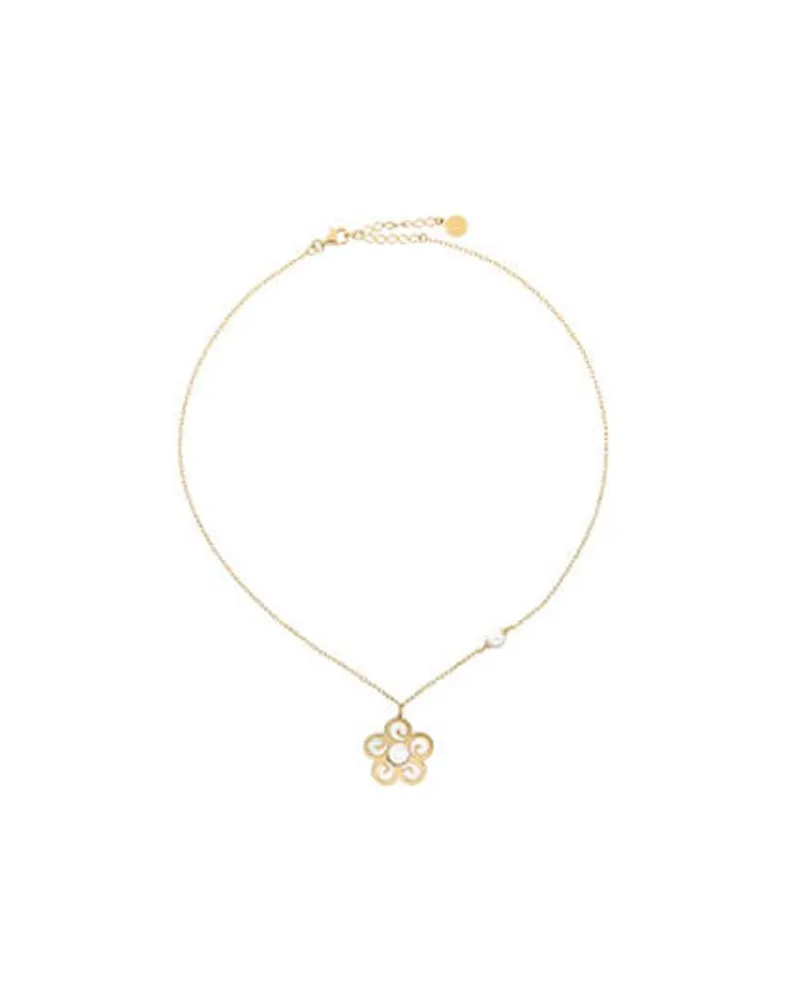 Pearl Chain Necklaces|Majorica Short Roxana Necklace With A Mother-Of-Pearl Flower Charm