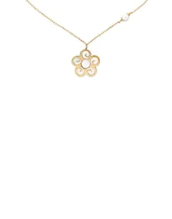 Pearl Chain Necklaces|Majorica Short Roxana Necklace With A Mother-Of-Pearl Flower Charm