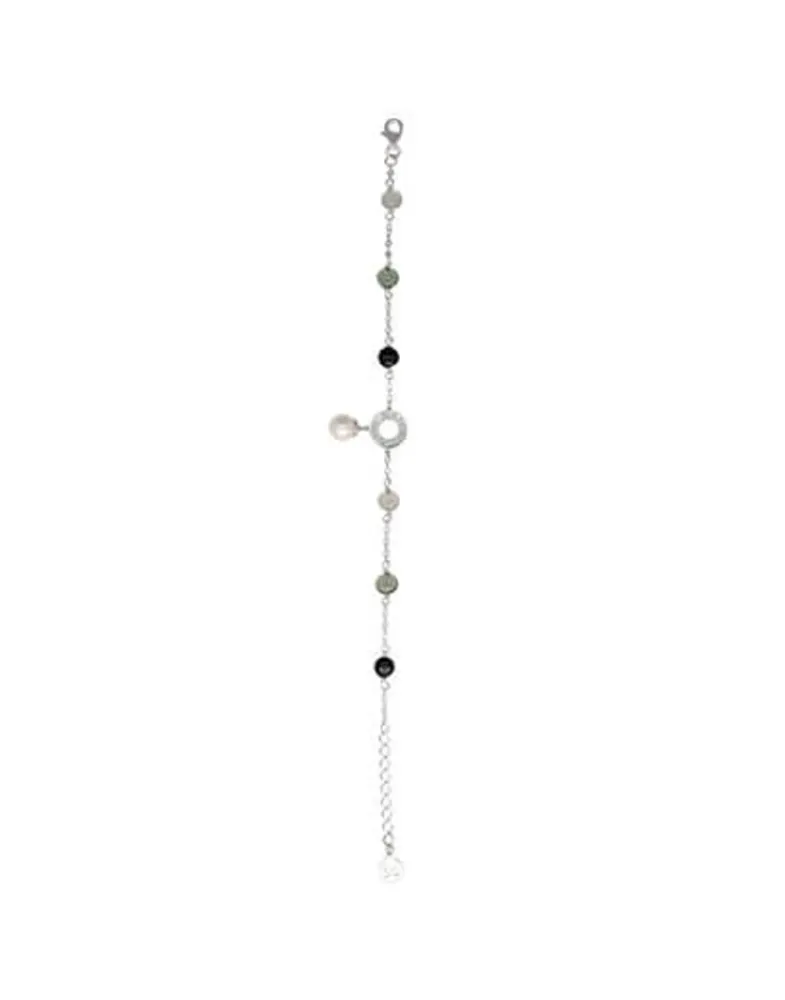 Chain Bracelets|Majorica Silver Algaida Bracelet With Round Pearl And Black Murano Glass