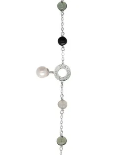 Chain Bracelets|Majorica Silver Algaida Bracelet With Round Pearl And Black Murano Glass