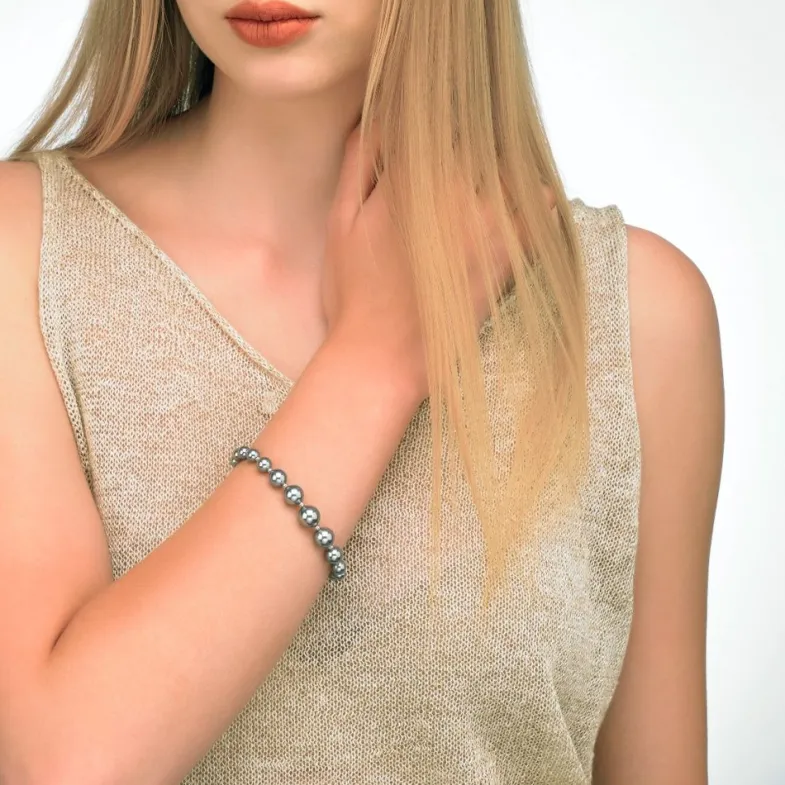 Silver Bracelets|Majorica Silver Bracelet Lyra With 6/10Mm Gray Pearls