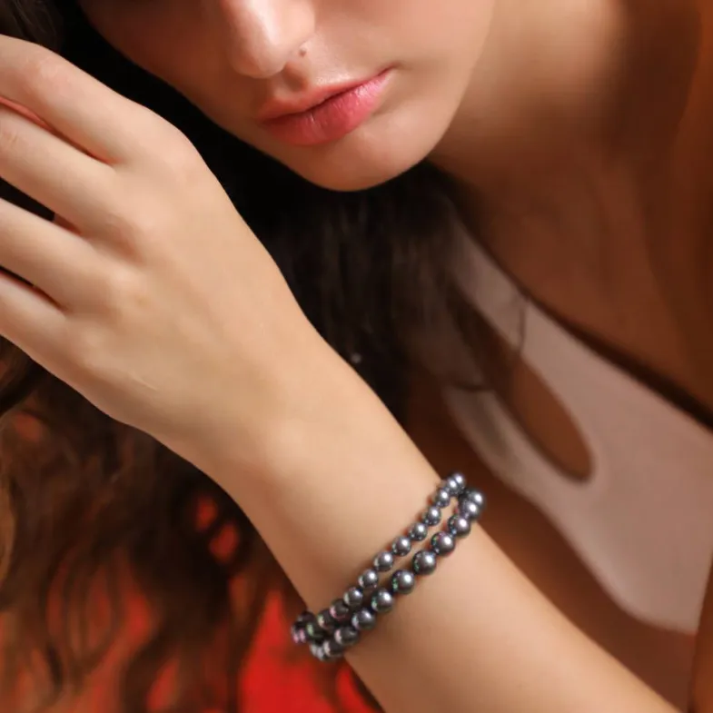 Silver Bracelets|Majorica Silver Bracelet Lyra With 8Mm Gray Pearls