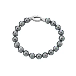 Silver Bracelets|Majorica Silver Bracelet With 10Mm Gray Pearls Lyra