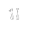 Bridal Earrings|Majorica Silver Earrings Afrodita With White Pearl And Zircons