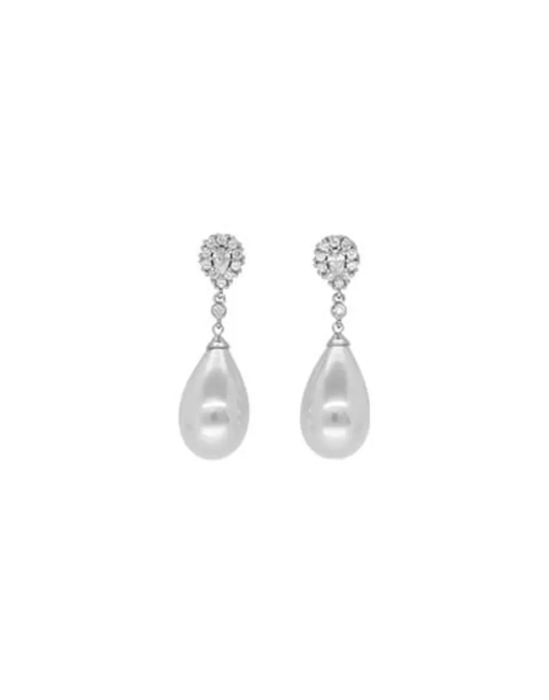 Bridal Earrings|Majorica Silver Earrings Afrodita With White Pearl And Zircons
