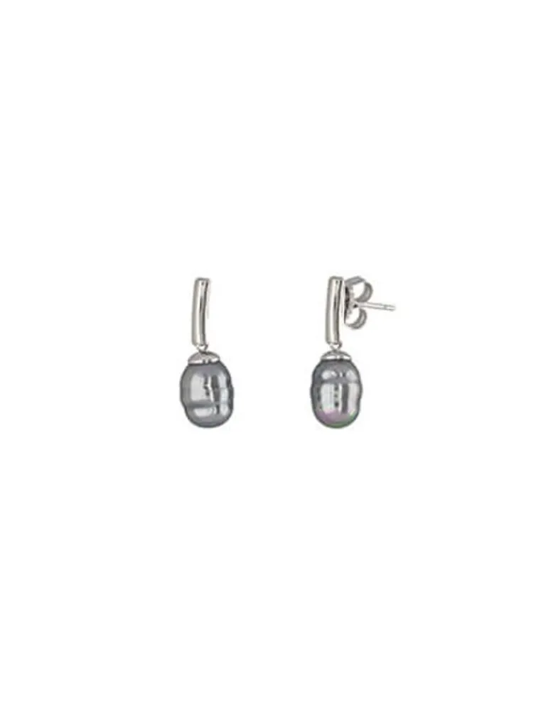 Pearl Drop Earrings|Majorica Silver Earrings Agora With Barroque Gray Pearl