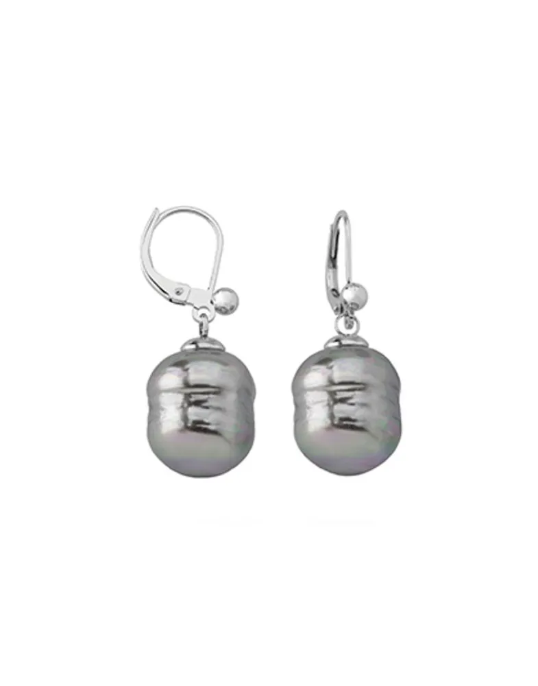 Pearl Drop Earrings|Majorica Silver Earrings Agora With 12Mm Gray White Pearl