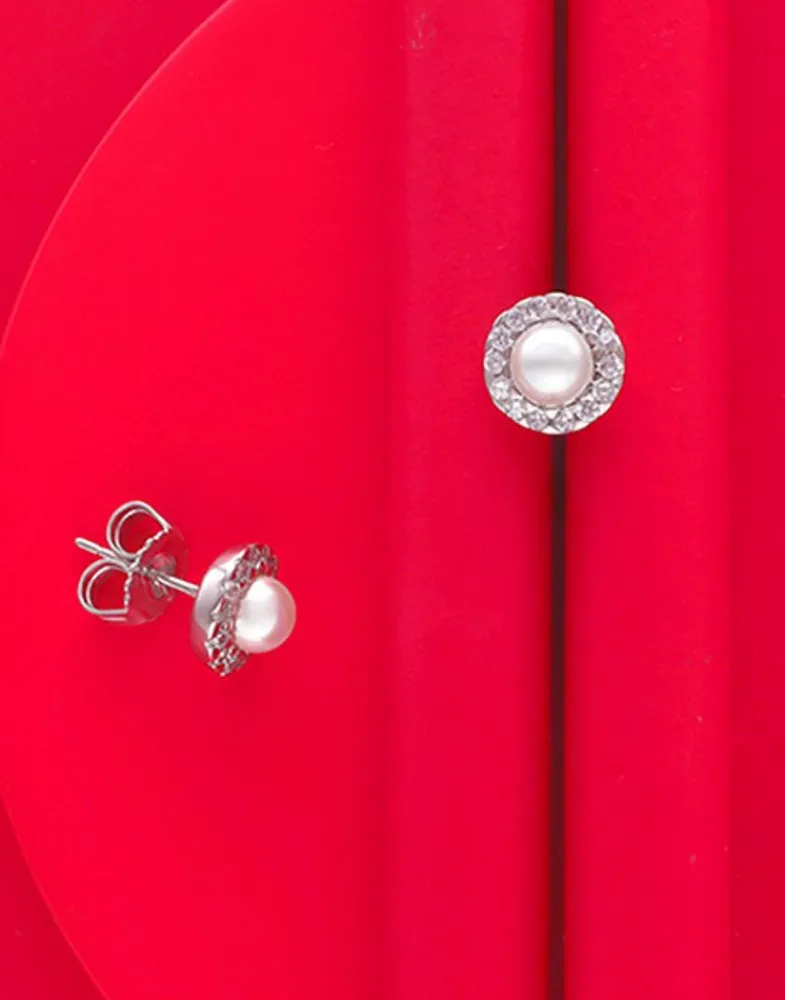 Short Earrings|Majorica Silver Earrings Cometa With Round Pearl