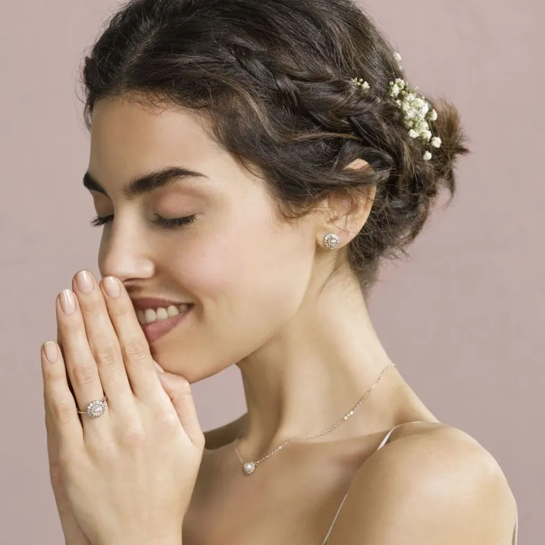 Short Earrings|Majorica Silver Earrings Cometa With Round Pearl