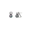 Tu & Yo Earrings|Majorica Silver Earrings Selene 8Mm Gray Pearl And Zircons