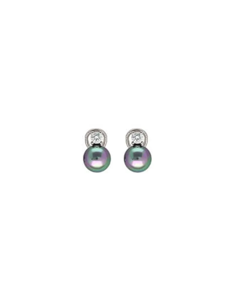 Tu & Yo Earrings|Majorica Silver Earrings Selene 10Mm Gray Pearl And Zircons
