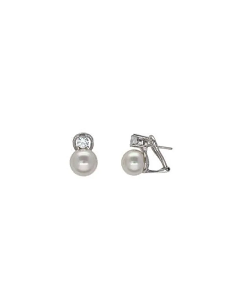 Tu & Yo Earrings|Majorica Silver Earrings Selene With 10Mm White Pearls And Zircons