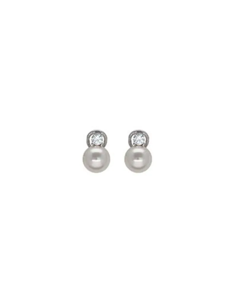 Tu & Yo Earrings|Majorica Silver Earrings Selene With 10Mm White Pearls And Zircons