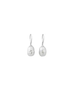 Pearl Drop Earrings|Majorica Silver Earrings Tender With 8Mm Barroque White Pearl