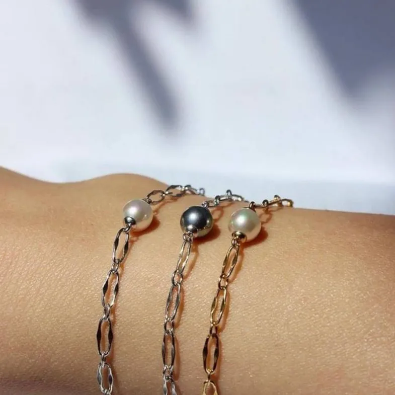 Chain Bracelets|Majorica Silver Link Bracelet Cies With White Pearl