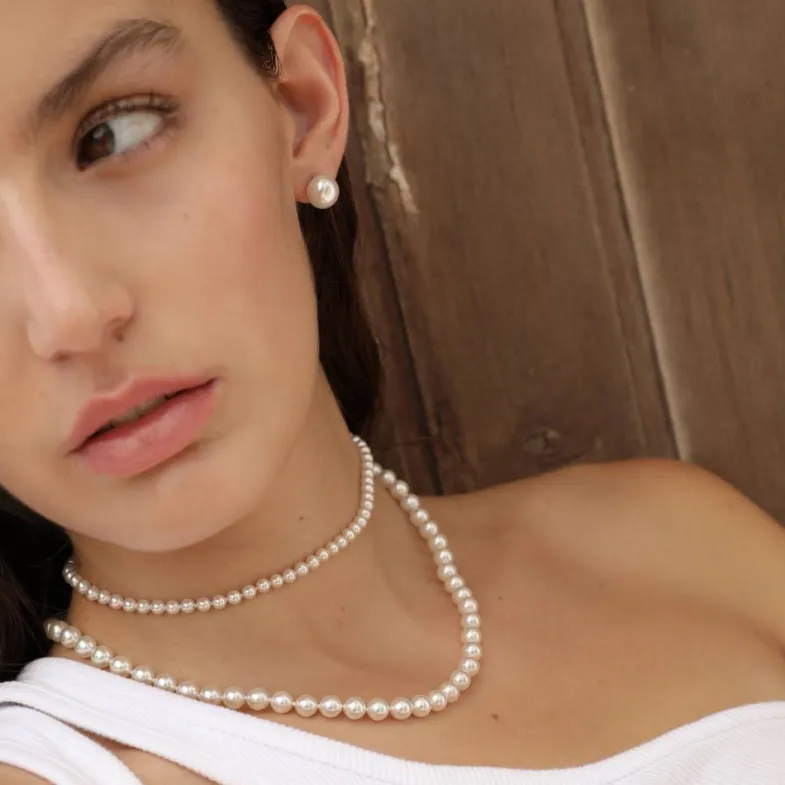 Long Pearl Necklaces|Majorica Silver Necklace Lyra 7Mm 45Cm