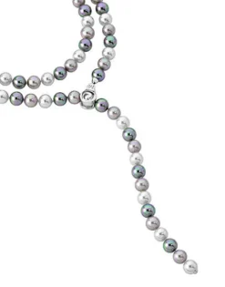 Long Pearl Necklaces|Majorica Silver Necklace Lyra 10Mm 90Cm White, Gray And Nuage