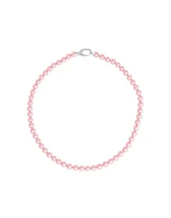 Long Pearl Necklaces|Majorica Silver Necklace Lyra 6Mm Pink Pearl 40Cm