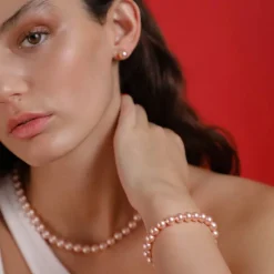 Long Pearl Necklaces|Majorica Silver Necklace Lyra 6Mm Pink Pearl 40Cm