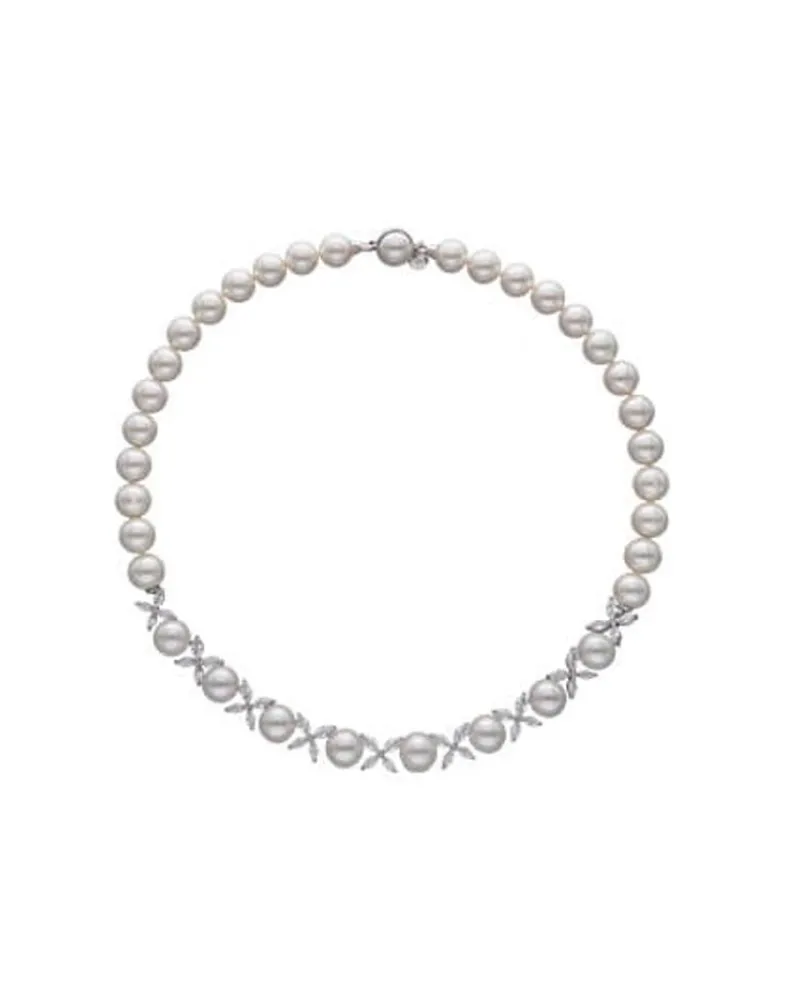 Wedding Necklaces|Majorica Silver Necklace With Pearls And Zircons Venus