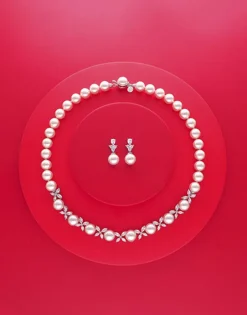 Wedding Necklaces|Majorica Silver Necklace With Pearls And Zircons Venus