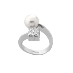 Medium-Sized Rings|Majorica Silver Open Ring Selene 9Mm White Pearl And Zircons