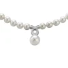 Pearl Chokers|Majorica Silver Pearl Necklace Lilit With Zircons 8Mm 43Cm