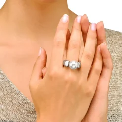 Pearl Engagement Rings|Majorica Silver Ring Nuada With 12Mm White Pearl