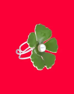 Medium-Sized Rings|Majorica Silver Santorini Large Olive Green Flower Ring