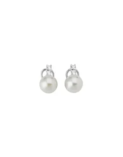 Tu & Yo Earrings|Majorica Silver Selene Earrings With 10Mm White Pearls And Zircons