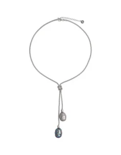 Pearl Chain Necklaces|Majorica Silver Short Necklace Tender Barroque Gray And Nuage Pearls