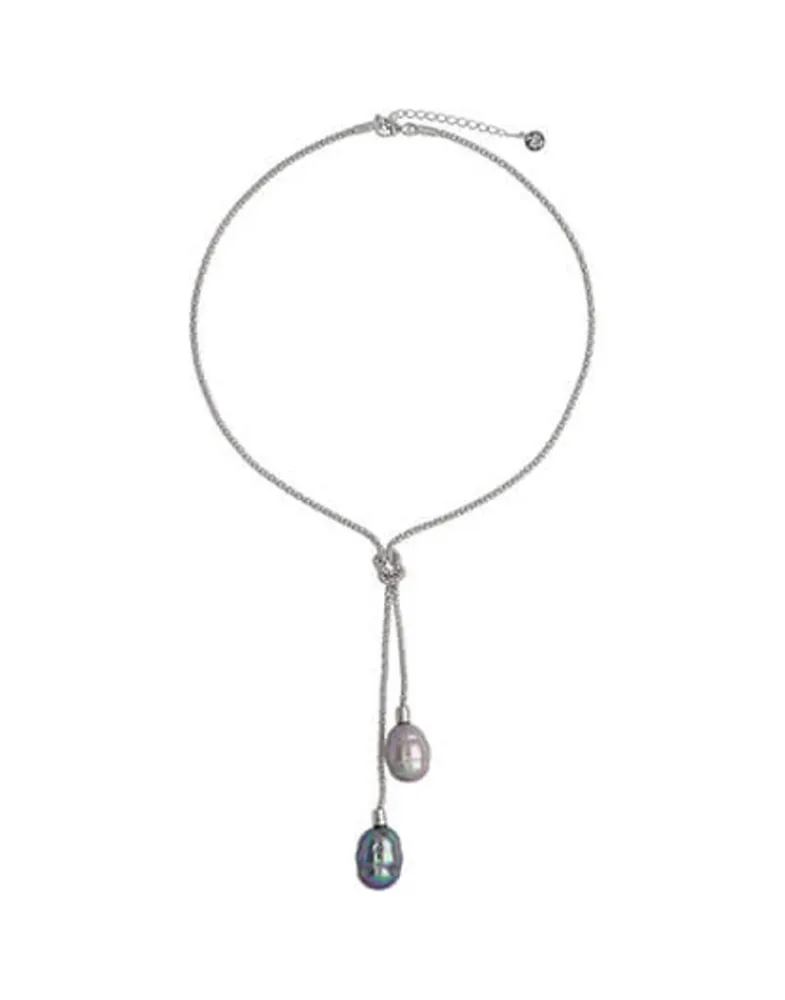 Pearl Chain Necklaces|Majorica Silver Short Necklace Tender Barroque Gray And Nuage Pearls