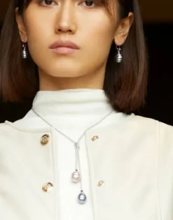Pearl Chain Necklaces|Majorica Silver Short Necklace Tender Barroque Gray And Nuage Pearls