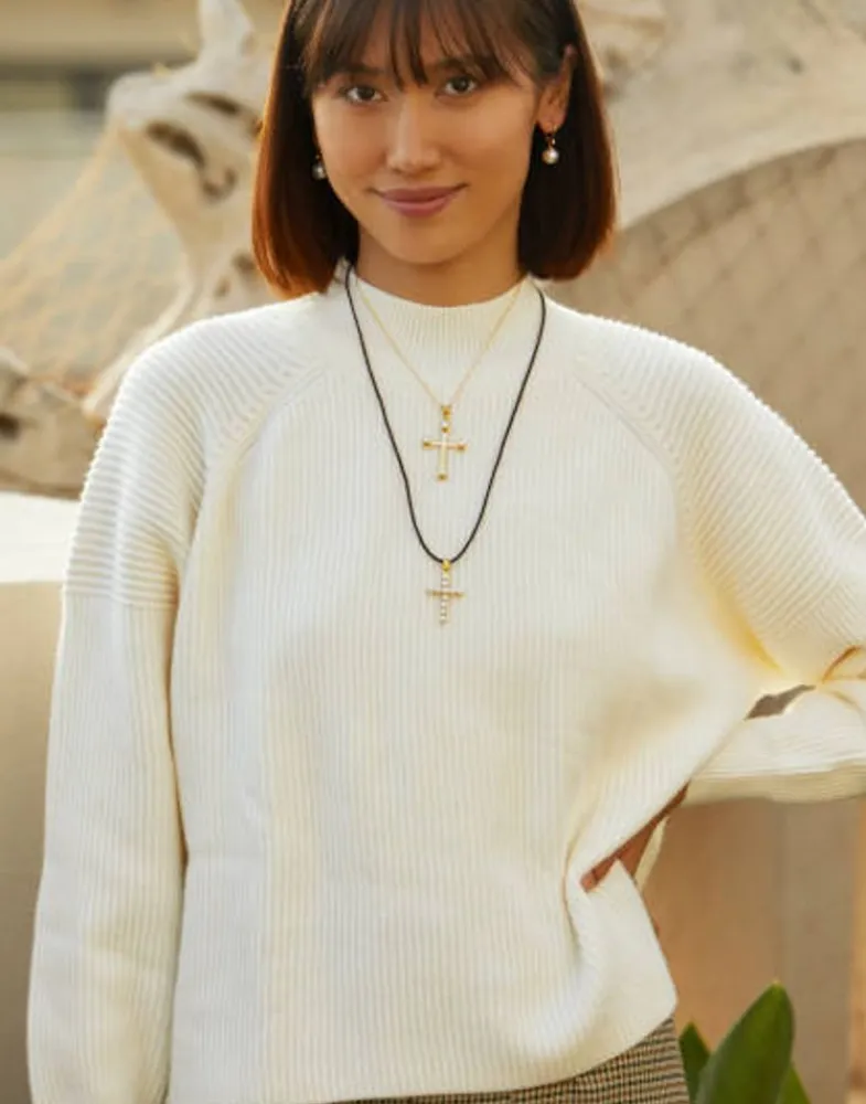 Pendant Chain|Majorica Silver Trinity Cross Pendant With Pearls