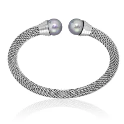 Bangle Bracelets|Majorica Steel Bangle Spicy With Nuage Pearl