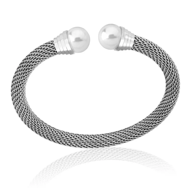 Bangle Bracelets|Majorica Steel Bangle Spicy With White Pearl