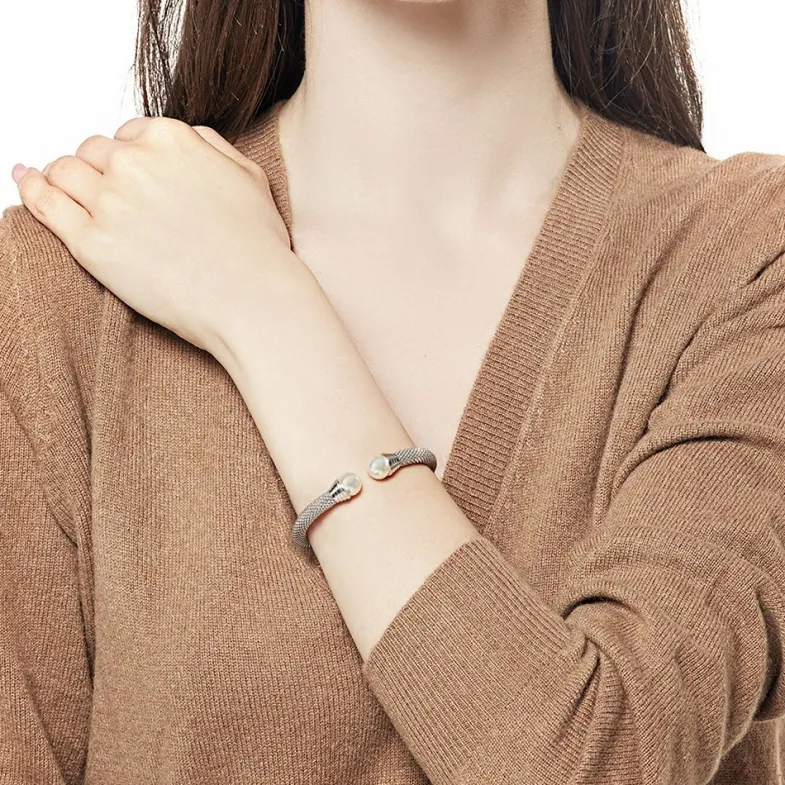 Bangle Bracelets|Majorica Steel Bangle Spicy With White Pearl