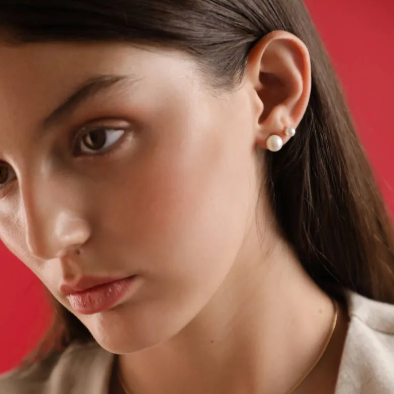 Baby Earrings|Majorica Taylor 18-Carat Gold 8Mm White Pearl Earrings